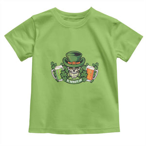 St Patrick's Day Toddler T Shirt Irish Beer Funny Skeleton Drinking TS09 Lime Print Your Wear