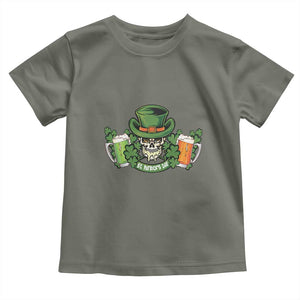 St Patrick's Day Toddler T Shirt Irish Beer Funny Skeleton Drinking TS09 Military Green Print Your Wear
