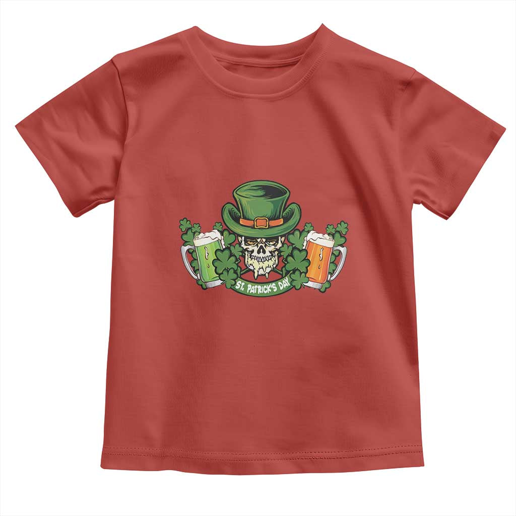 St Patrick's Day Toddler T Shirt Irish Beer Funny Skeleton Drinking TS09 Red Print Your Wear
