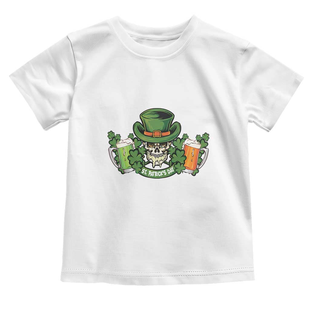 St Patrick's Day Toddler T Shirt Irish Beer Funny Skeleton Drinking TS09 White Print Your Wear