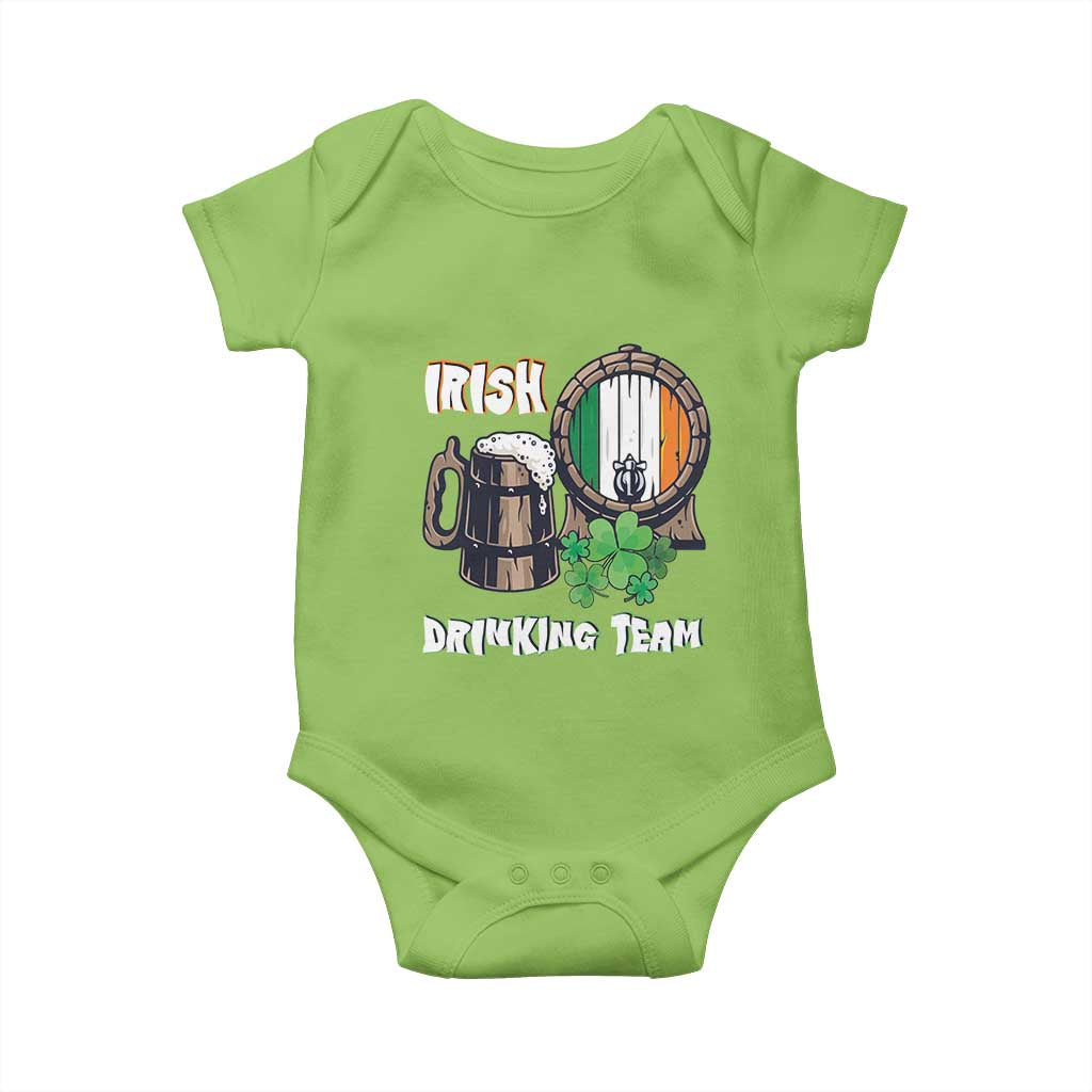 St Patrick's Day Baby Onesie Beer Drinking Team Ireland Flag TS09 Lime Print Your Wear