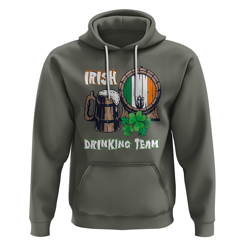 St. Patrick's Day Hoodie Beer Drinking Team Ireland Flag TS09 Military Green Printyourwear