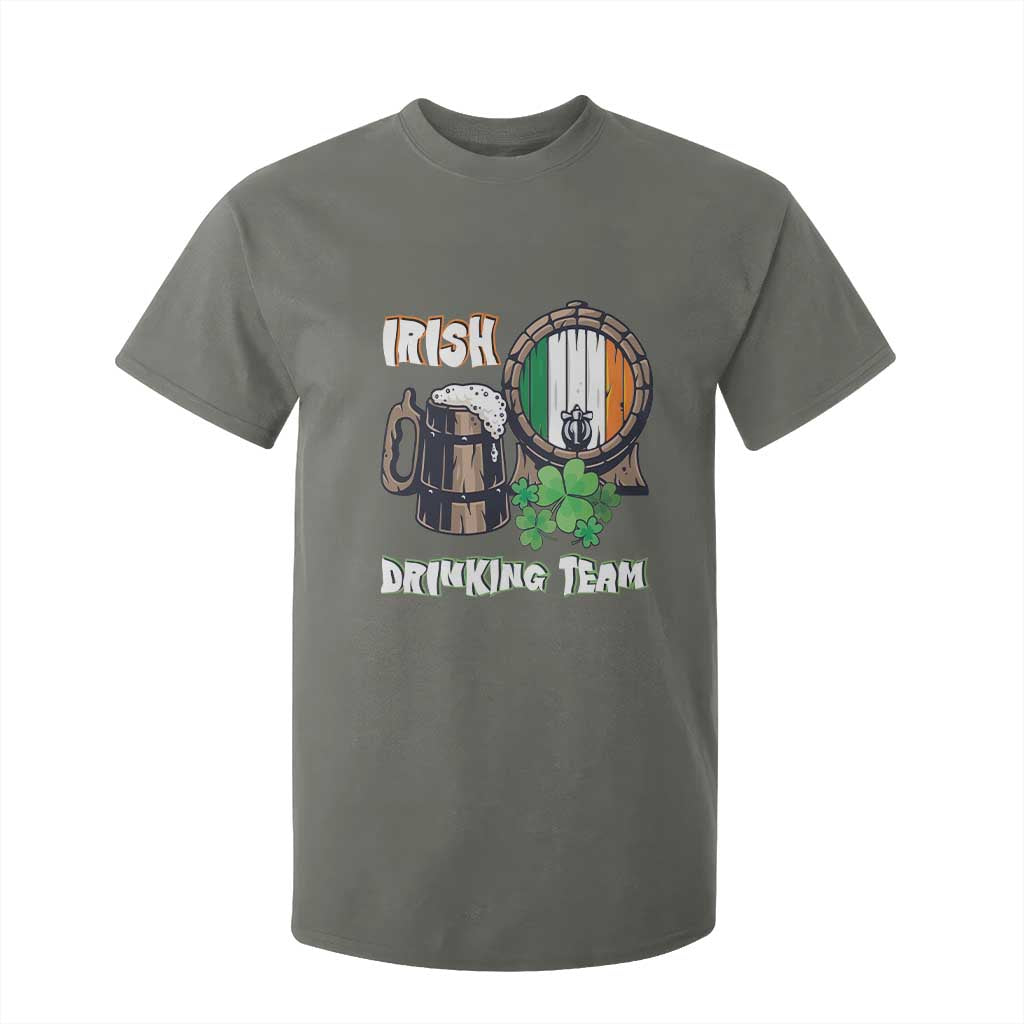 St Patrick's Day T Shirt For Kid Beer Drinking Team Ireland Flag TS09 Military Green Print Your Wear