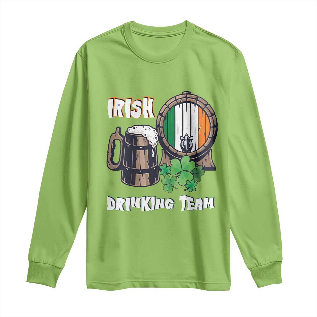 St Patrick's Day Long Sleeve Shirt Beer Drinking Team Ireland Flag TS09 Lime Print Your Wear
