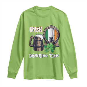 St Patrick's Day Long Sleeve Shirt Beer Drinking Team Ireland Flag TS09 Lime Print Your Wear