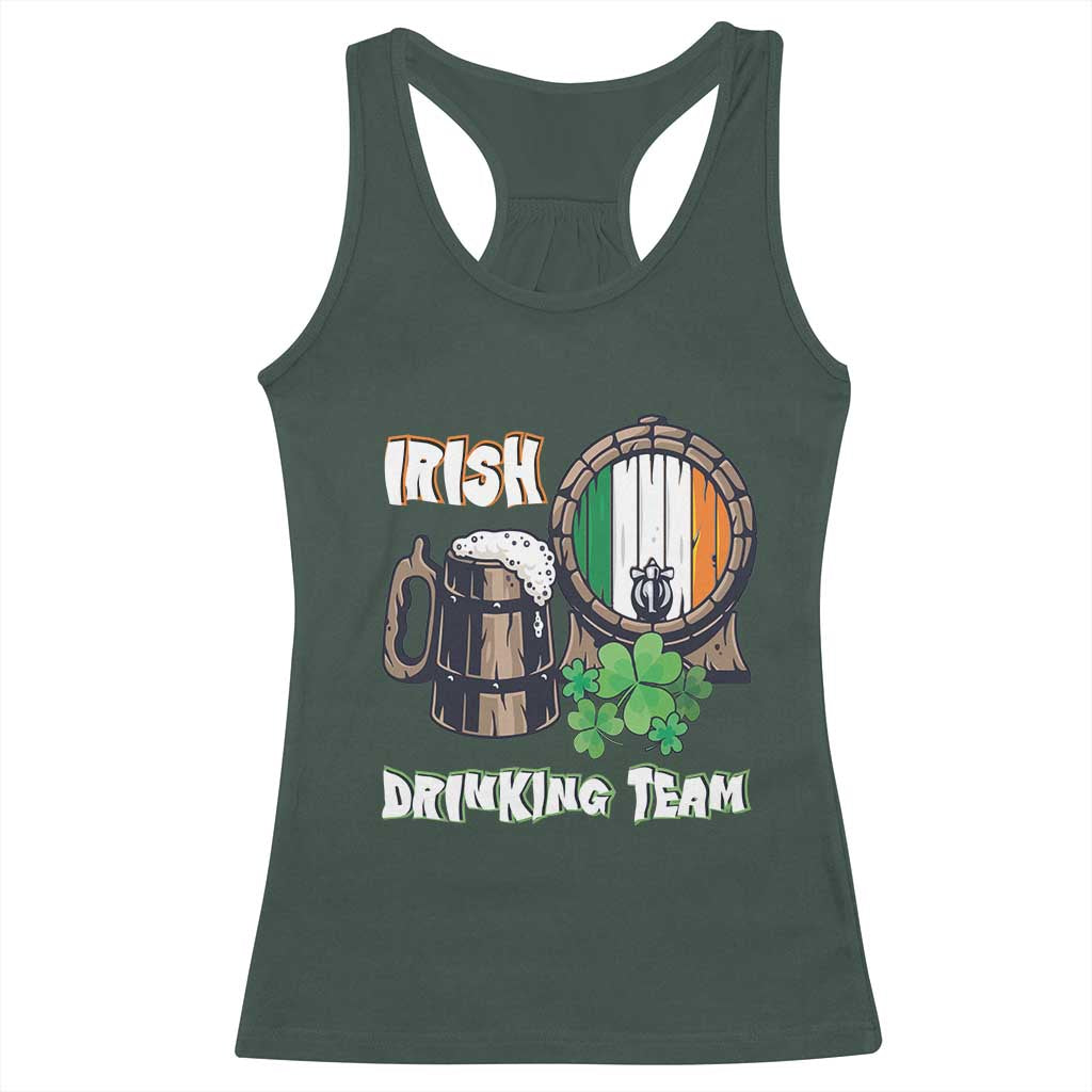 St Patrick's Day Racerback Tank Top Beer Drinking Team Ireland Flag TS09 Dark Forest Green Print Your Wear