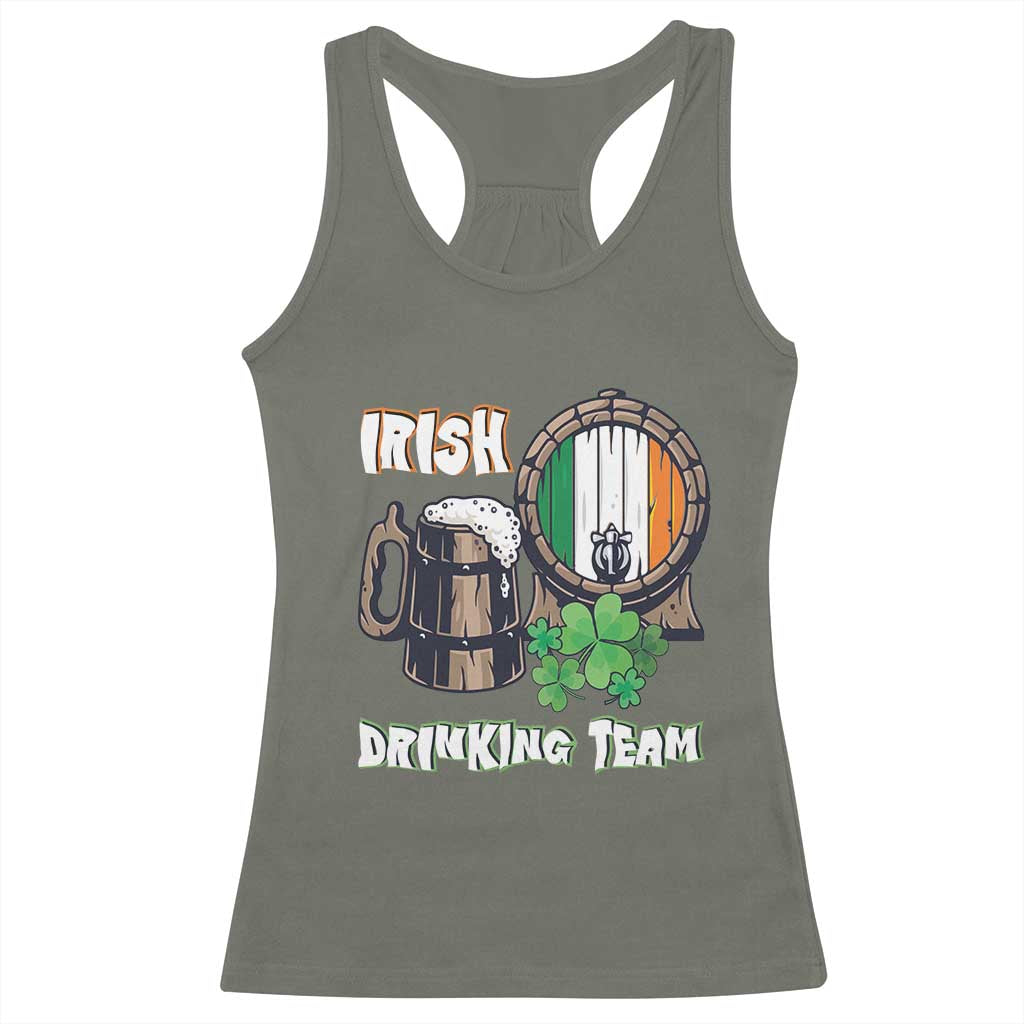 St Patrick's Day Racerback Tank Top Beer Drinking Team Ireland Flag TS09 Military Green Print Your Wear