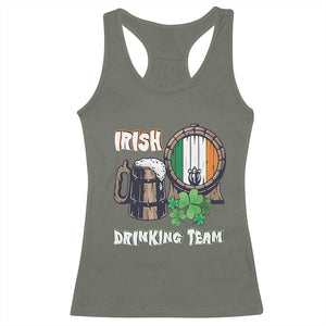 St Patrick's Day Racerback Tank Top Beer Drinking Team Ireland Flag TS09 Military Green Print Your Wear