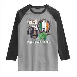 St Patrick's Day Raglan Shirt Beer Drinking Team Ireland Flag TS09 Sport Gray Black Print Your Wear