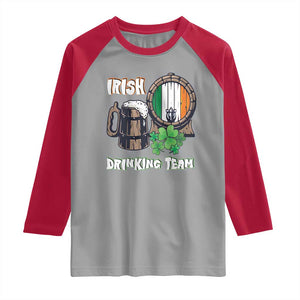St Patrick's Day Raglan Shirt Beer Drinking Team Ireland Flag TS09 Sport Gray Red Print Your Wear