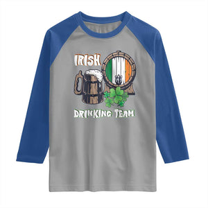 St Patrick's Day Raglan Shirt Beer Drinking Team Ireland Flag TS09 Sport Gray Royal Print Your Wear
