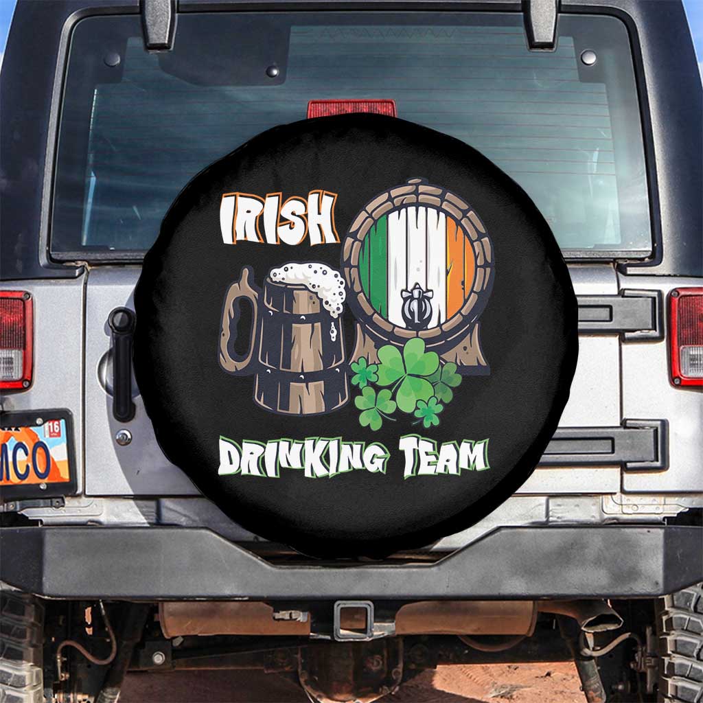 St Patrick's Day Spare Tire Cover Beer Drinking Team Ireland Flag TS09 No hole Black Print Your Wear