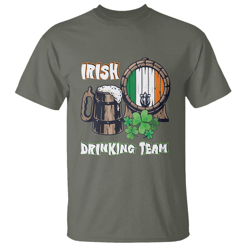 St. Patrick's Day T Shirt Beer Drinking Team Ireland Flag TS09 Military Green Printyourwear