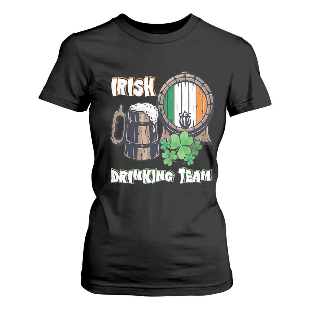 St Patrick's Day T Shirt For Women Beer Drinking Team Ireland Flag TS09 Black Print Your Wear