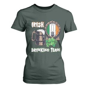 St Patrick's Day T Shirt For Women Beer Drinking Team Ireland Flag TS09 Dark Forest Green Print Your Wear