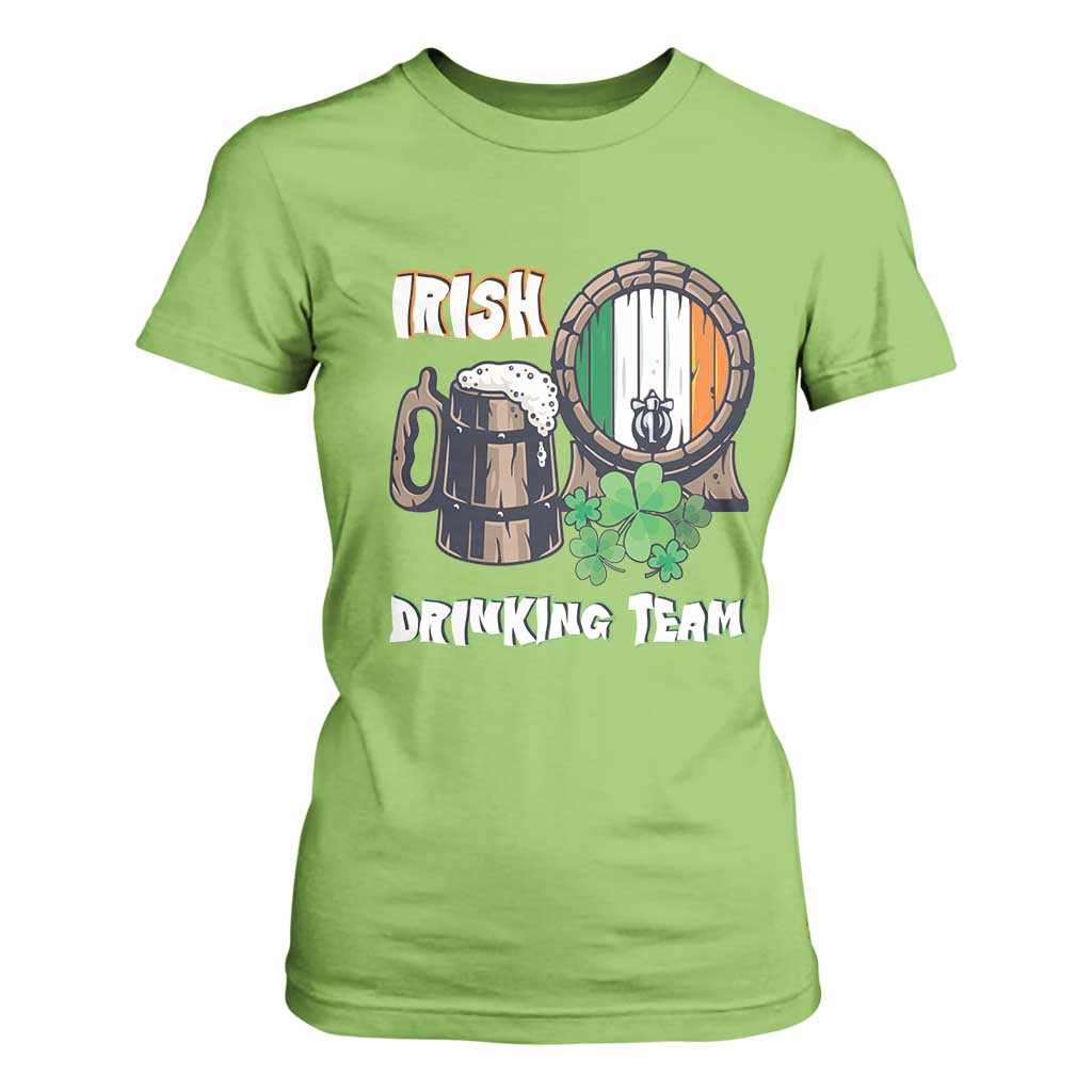 St Patrick's Day T Shirt For Women Beer Drinking Team Ireland Flag TS09 Lime Print Your Wear