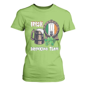 St Patrick's Day T Shirt For Women Beer Drinking Team Ireland Flag TS09 Lime Print Your Wear