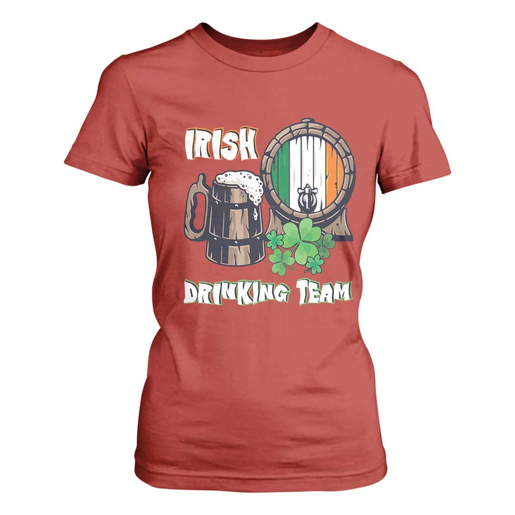 St Patrick's Day T Shirt For Women Beer Drinking Team Ireland Flag TS09 Red Print Your Wear