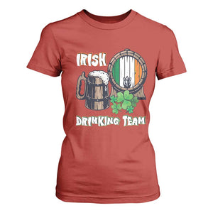 St Patrick's Day T Shirt For Women Beer Drinking Team Ireland Flag TS09 Red Print Your Wear