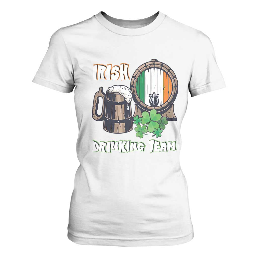 St Patrick's Day T Shirt For Women Beer Drinking Team Ireland Flag TS09 White Print Your Wear