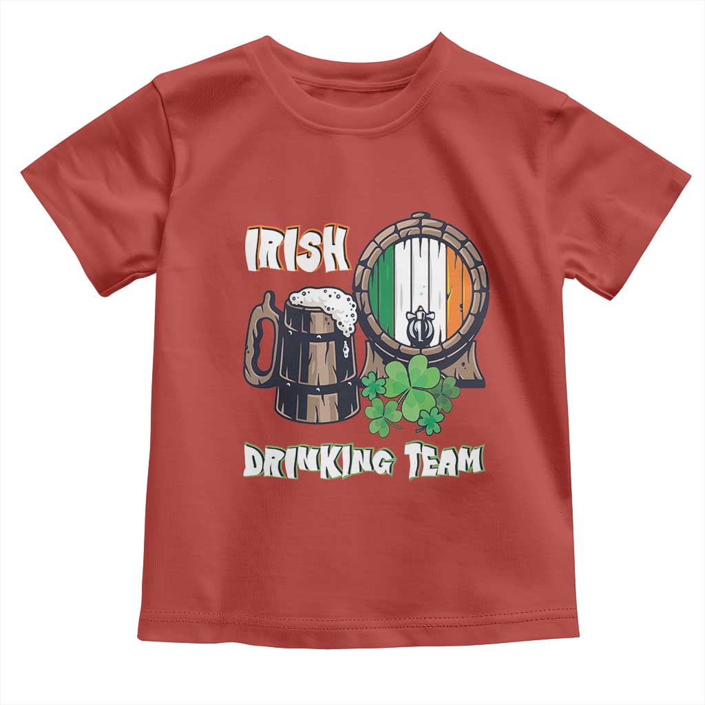 St Patrick's Day Toddler T Shirt Beer Drinking Team Ireland Flag TS09 Red Print Your Wear