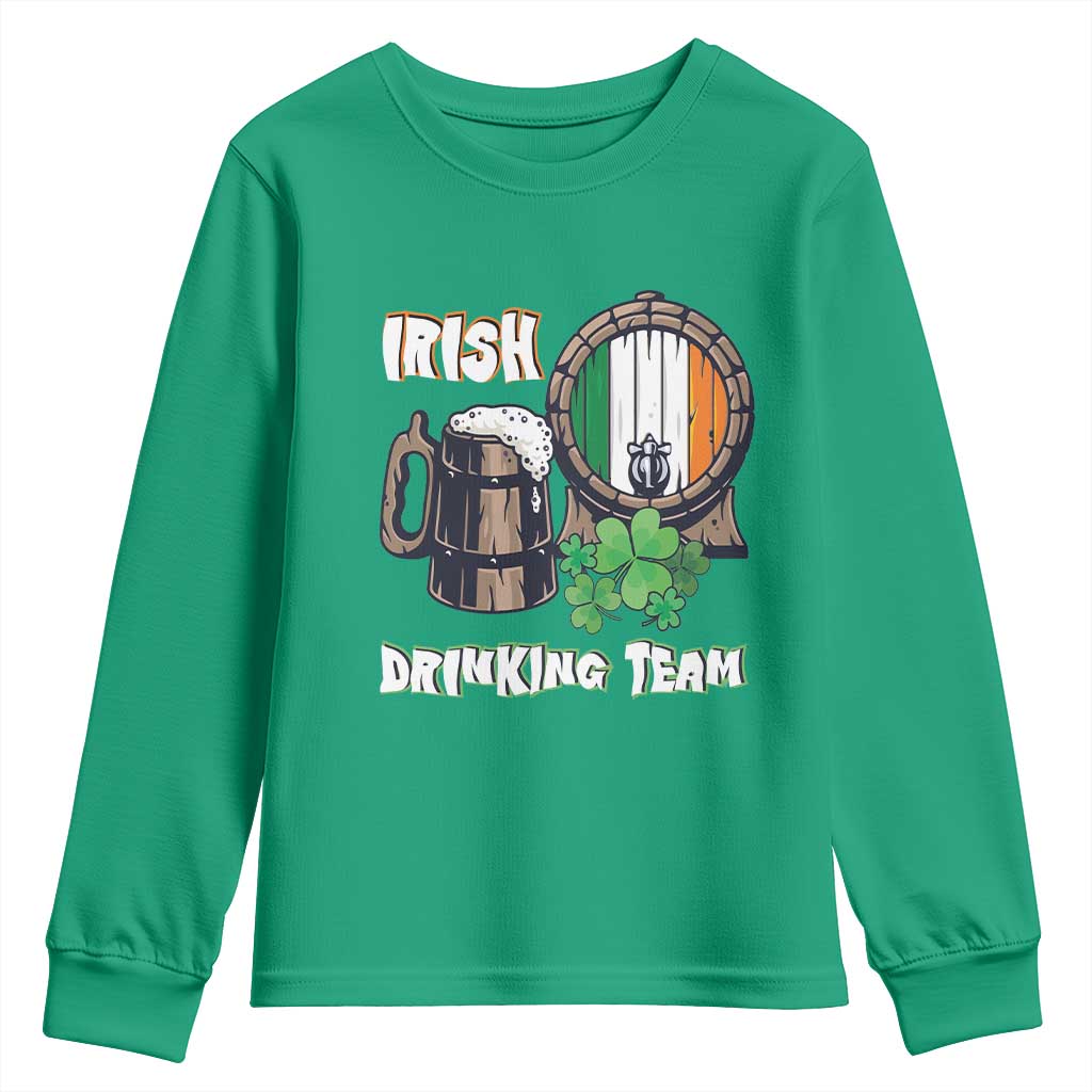 St Patrick's Day Youth Sweatshirt Beer Drinking Team Ireland Flag TS09 Irish Green Print Your Wear