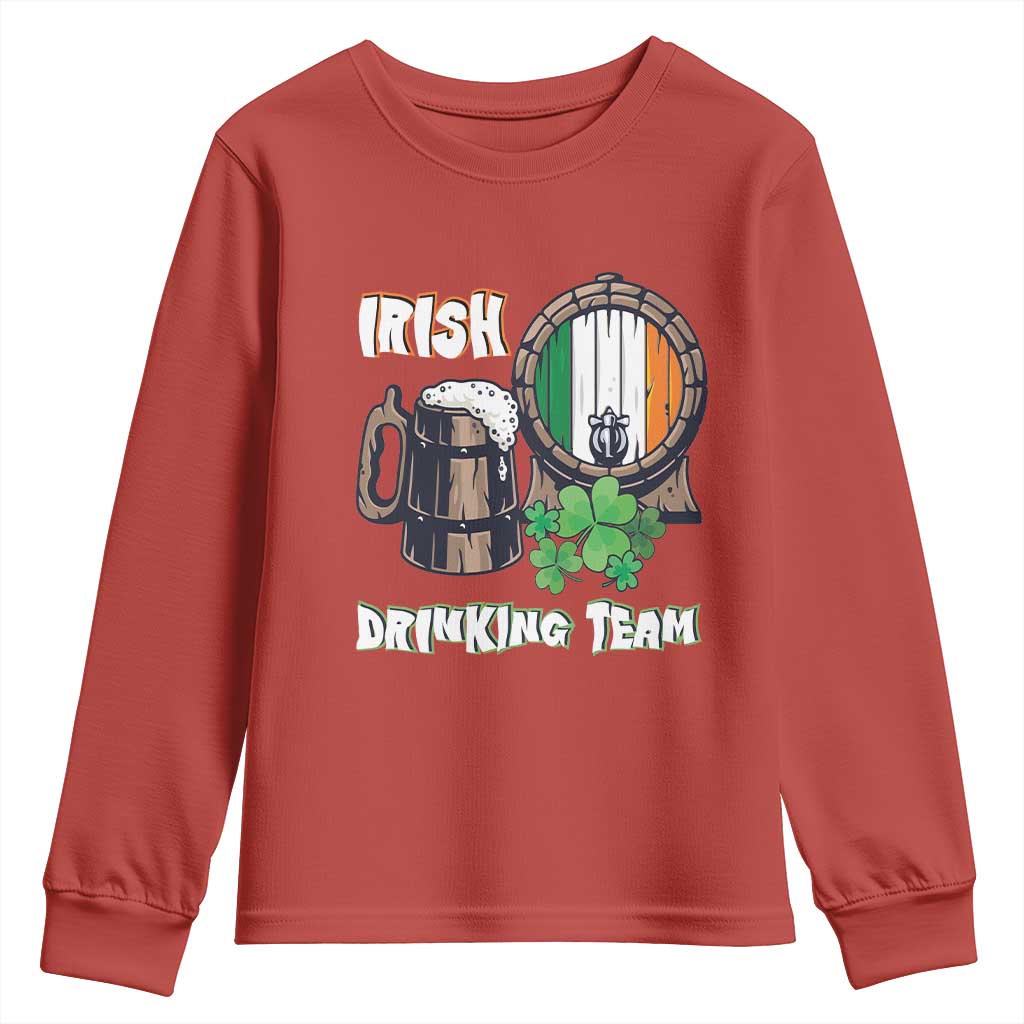 St Patrick's Day Youth Sweatshirt Beer Drinking Team Ireland Flag TS09 Red Print Your Wear