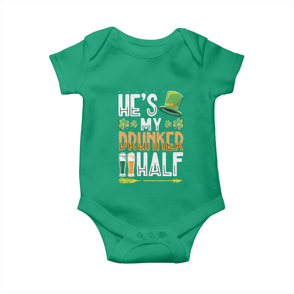 St Patrick's Day Couple Matching Baby Onesie He's My Drunker Half TS09 Irish Green Print Your Wear
