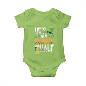 St Patrick's Day Couple Matching Baby Onesie He's My Drunker Half TS09 Lime Print Your Wear