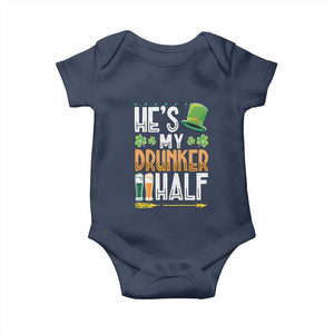 St Patrick's Day Couple Matching Baby Onesie He's My Drunker Half TS09 Navy Print Your Wear