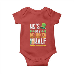 St Patrick's Day Couple Matching Baby Onesie He's My Drunker Half TS09 Red Print Your Wear