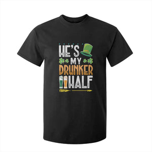 St Patrick's Day Couple Matching T Shirt For Kid He's My Drunker Half TS09 Black Print Your Wear