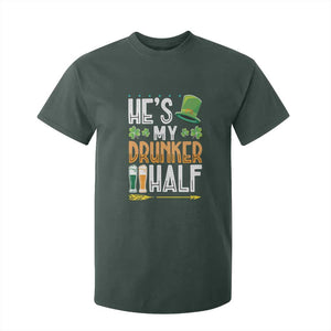 St Patrick's Day Couple Matching T Shirt For Kid He's My Drunker Half TS09 Dark Forest Green Print Your Wear