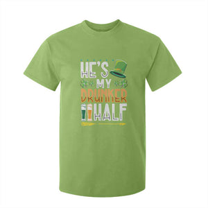 St Patrick's Day Couple Matching T Shirt For Kid He's My Drunker Half TS09 Lime Print Your Wear