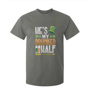 St Patrick's Day Couple Matching T Shirt For Kid He's My Drunker Half TS09 Military Green Print Your Wear