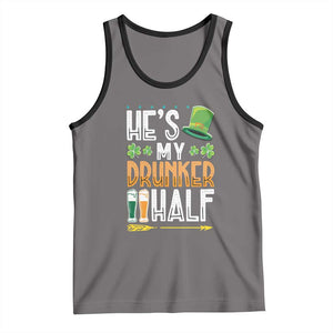 St Patrick's Day Couple Matching Tank Top He's My Drunker Half TS09 Deep Heather Black Print Your Wear