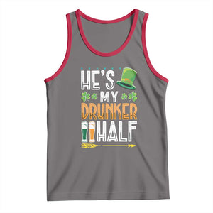 St Patrick's Day Couple Matching Tank Top He's My Drunker Half TS09 Deep Heather Red Print Your Wear