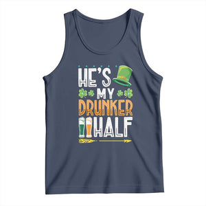 St Patrick's Day Couple Matching Tank Top He's My Drunker Half TS09 Navy Print Your Wear