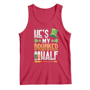 St Patrick's Day Couple Matching Tank Top He's My Drunker Half TS09 Red Print Your Wear