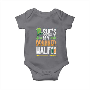 St Patrick's Day Couple Matching Baby Onesie She's My Drunker Half TS09 Charcoal Print Your Wear