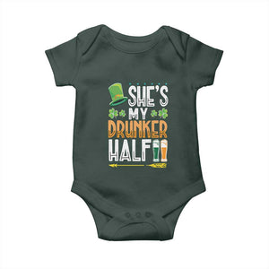 St Patrick's Day Couple Matching Baby Onesie She's My Drunker Half TS09 Print Your Wear