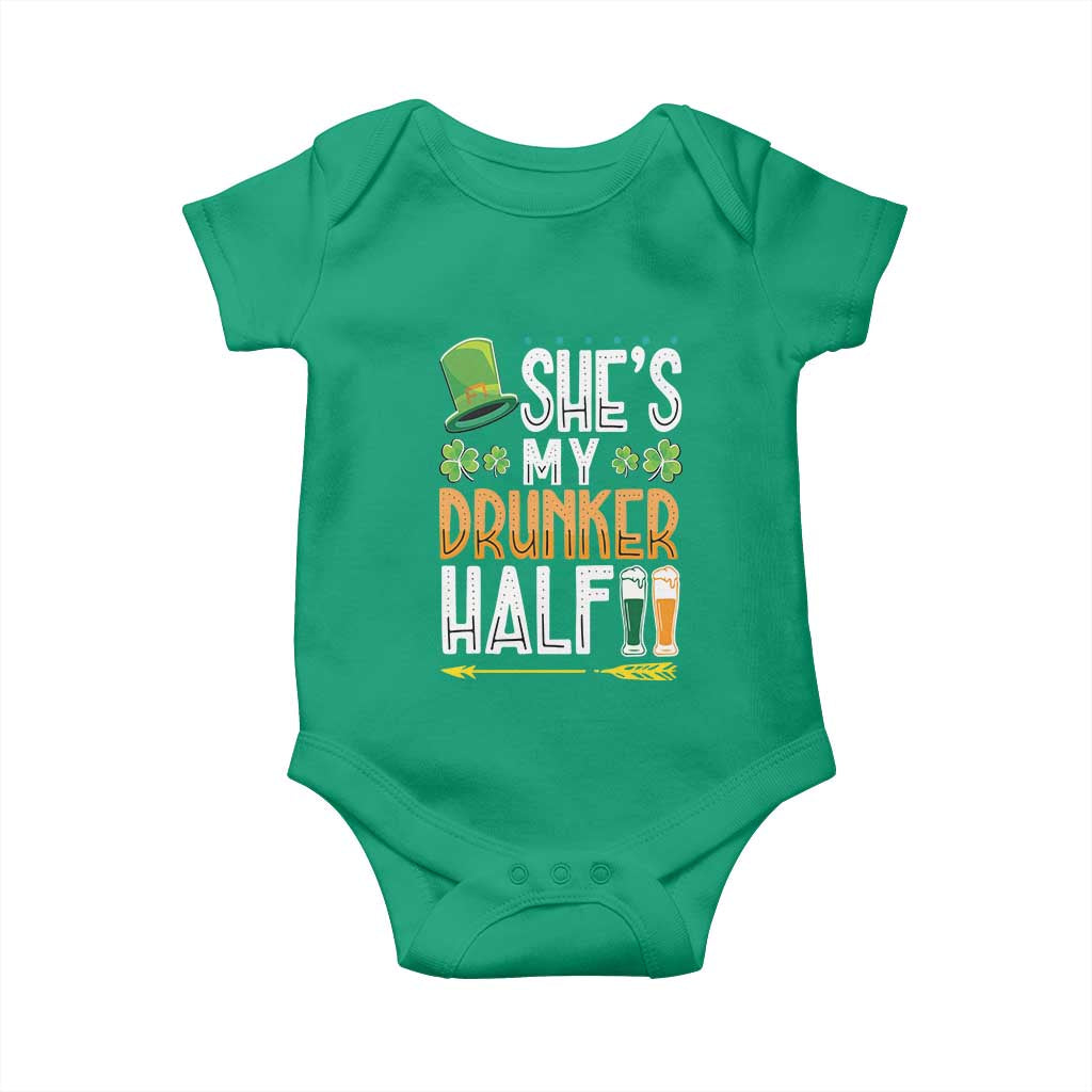 St Patrick's Day Couple Matching Baby Onesie She's My Drunker Half TS09 Irish Green Print Your Wear