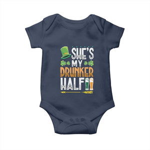 St Patrick's Day Couple Matching Baby Onesie She's My Drunker Half TS09 Navy Print Your Wear