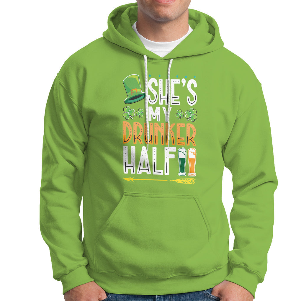 St. Patrick's Day Couple Matching Hoodie She's My Drunker Half TS09 Lime Printyourwear