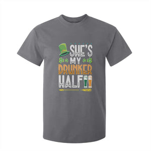 St Patrick's Day Couple Matching T Shirt For Kid She's My Drunker Half TS09 Charcoal Print Your Wear