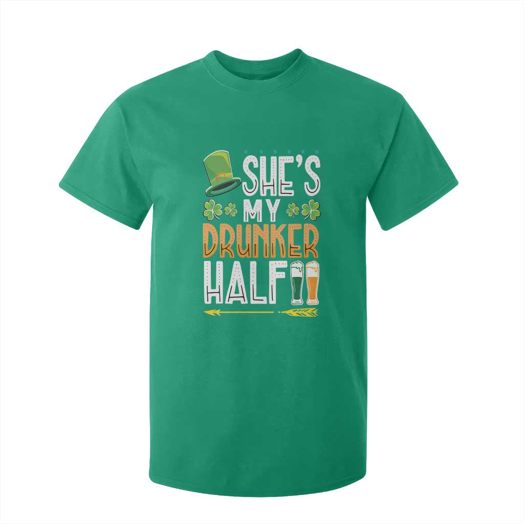 St Patrick's Day Couple Matching T Shirt For Kid She's My Drunker Half TS09 Irish Green Print Your Wear