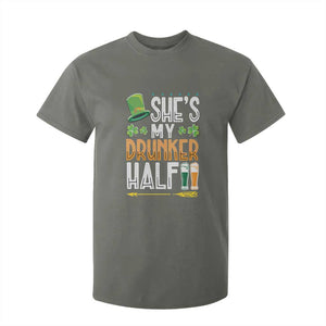 St Patrick's Day Couple Matching T Shirt For Kid She's My Drunker Half TS09 Military Green Print Your Wear