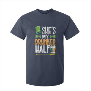 St Patrick's Day Couple Matching T Shirt For Kid She's My Drunker Half TS09 Navy Print Your Wear