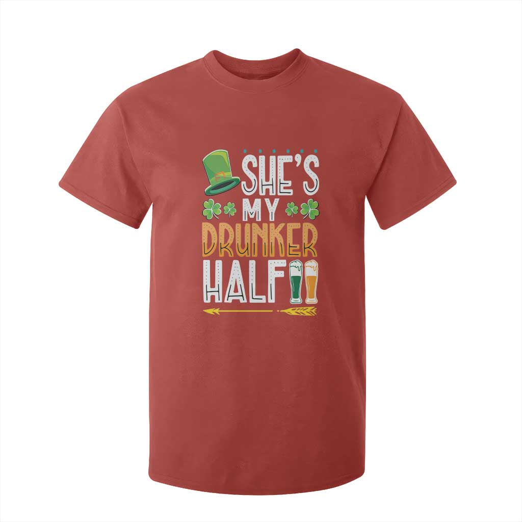 St Patrick's Day Couple Matching T Shirt For Kid She's My Drunker Half TS09 Red Print Your Wear