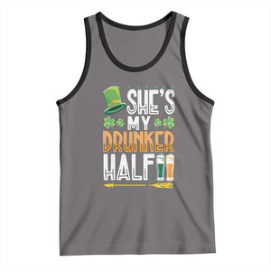 St Patrick's Day Couple Matching Tank Top She's My Drunker Half TS09 Deep Heather Black Print Your Wear